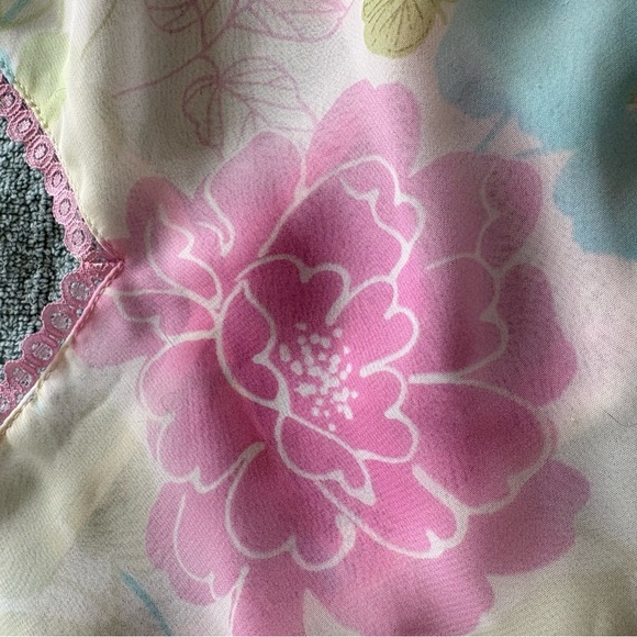 NEW California Dynasty Floral Sheer Full Slip SMALL Floral Chiffon Beaded detail - Picture 10 of 10